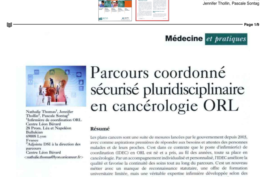 Parcours coordonné sécurisé pluridisciplinaire en cancérologie ORL