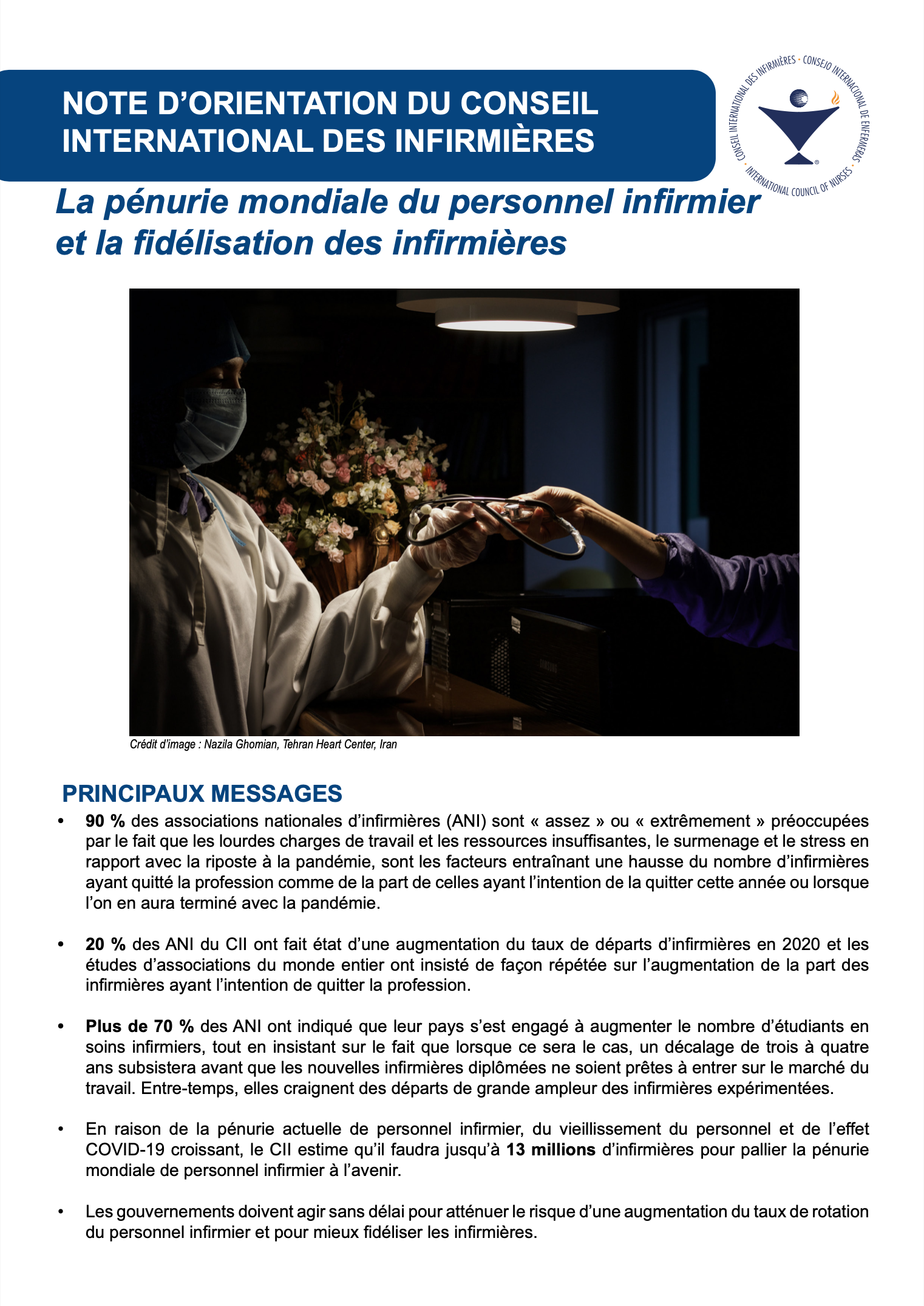 Note d'orientation du Conseil International des Infirmières - COVID 2021